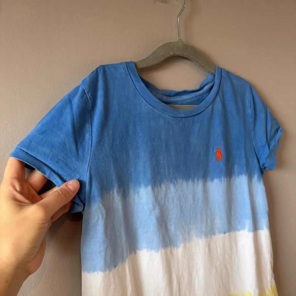 Polo Ralph‎ Lauren Girls Tie Dye Color Block 100% Cotton Shirt Size 8-10